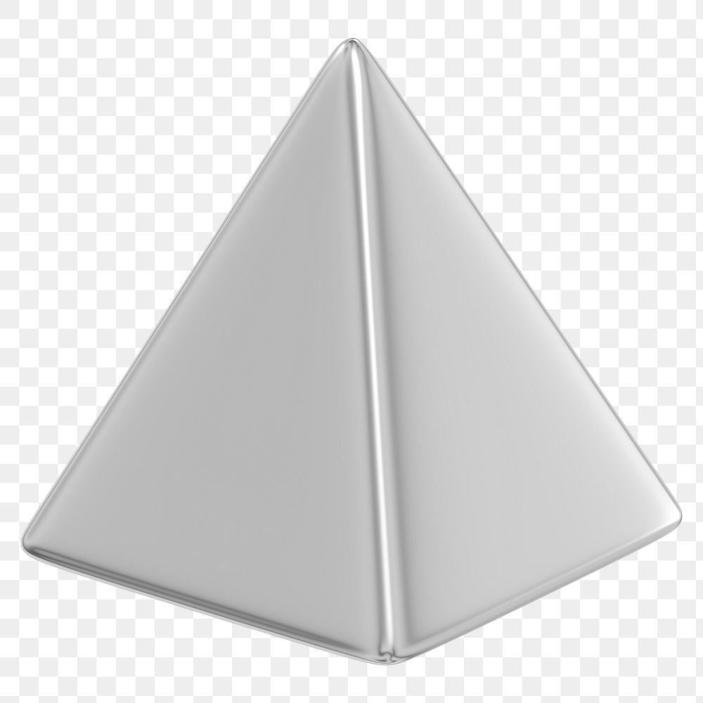 Metallic pyramid png 3D geometric shape, transparent background