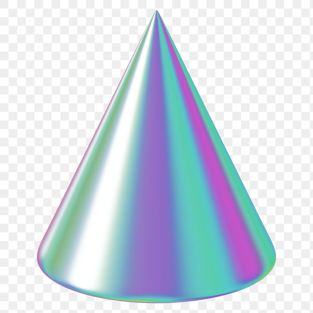 Metallic cone png 3D geometric shape, transparent background