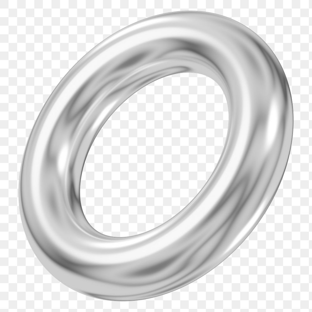 Metallic ring png 3D geometric shape, transparent background