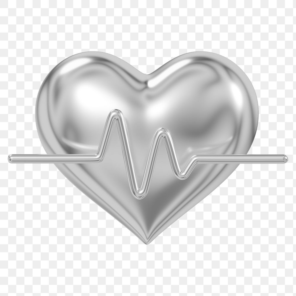 Medical heart png metallic icon, transparent background