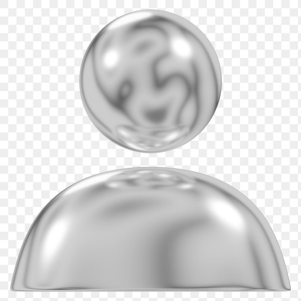 Metallic avatar png 3D user profile icon, transparent background