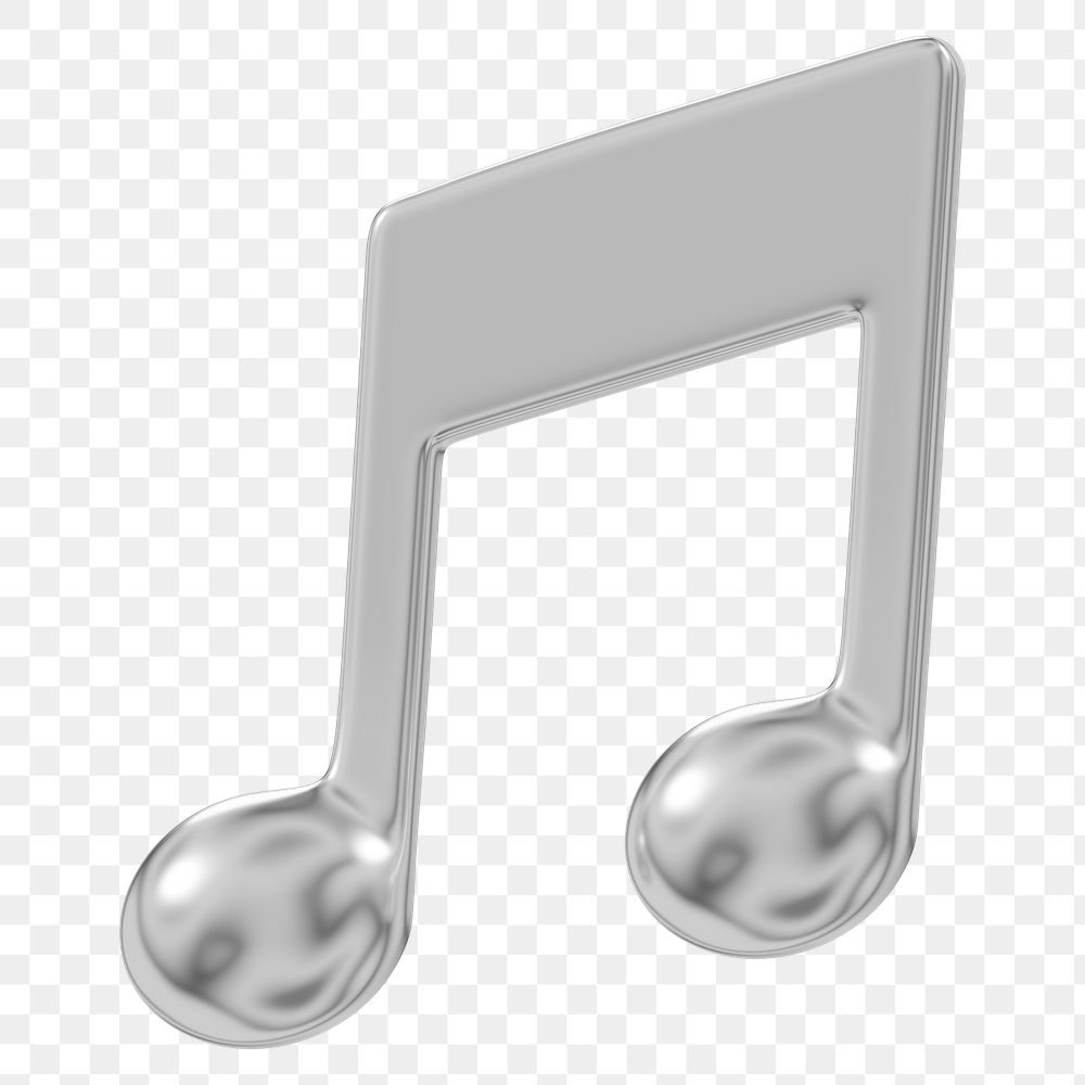 Music note png metallic icon, transparent background