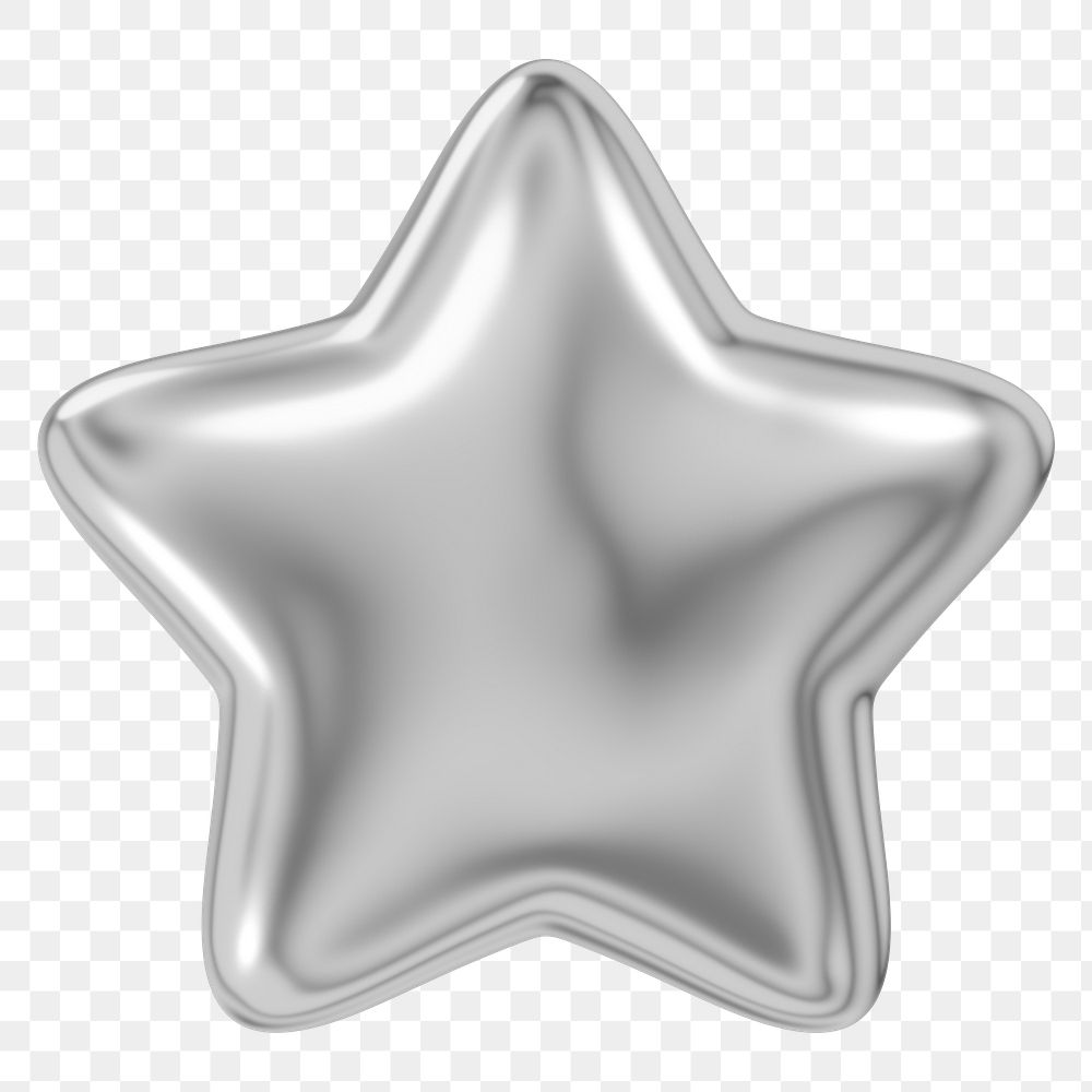 Metallic star png icon, transparent background