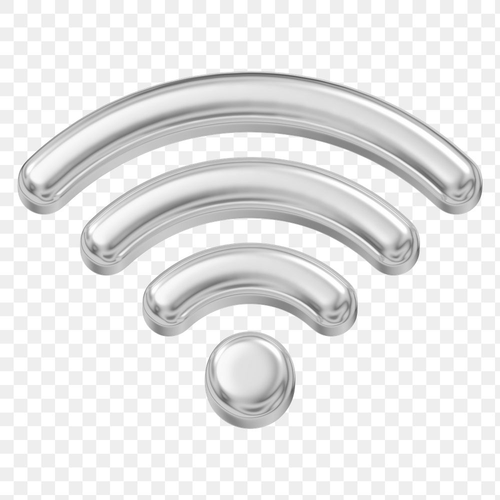 Wifi png 3D metallic icon, transparent background