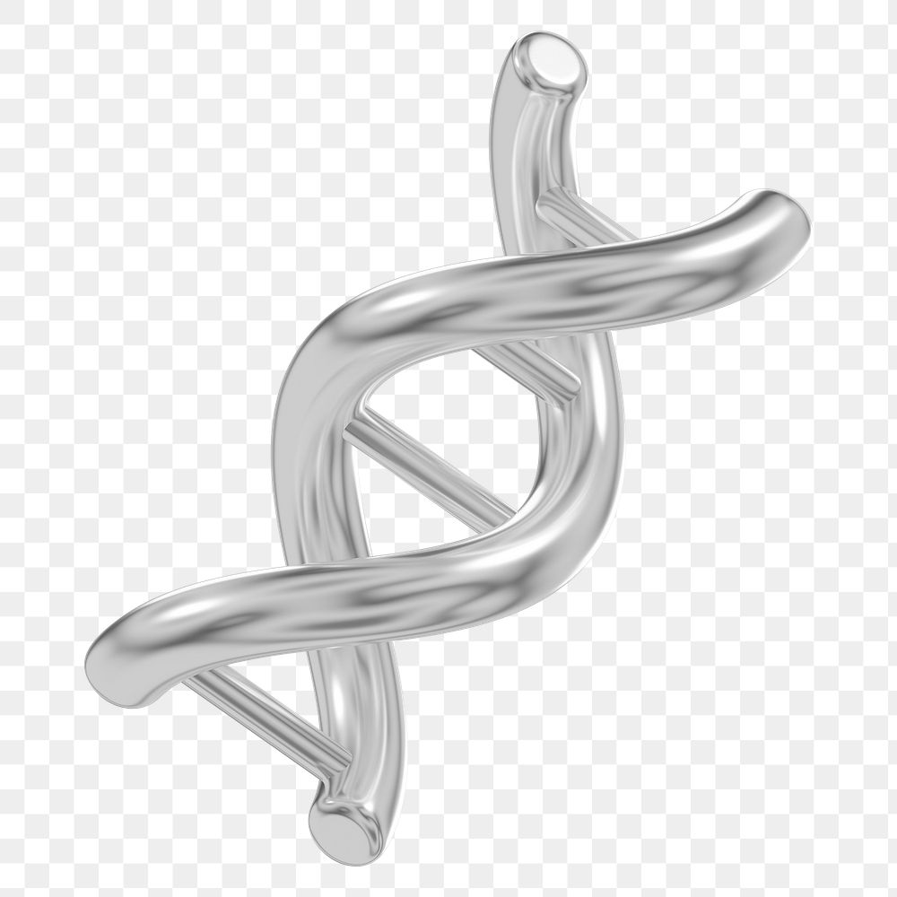 DNA helix png 3D metallic, transparent background