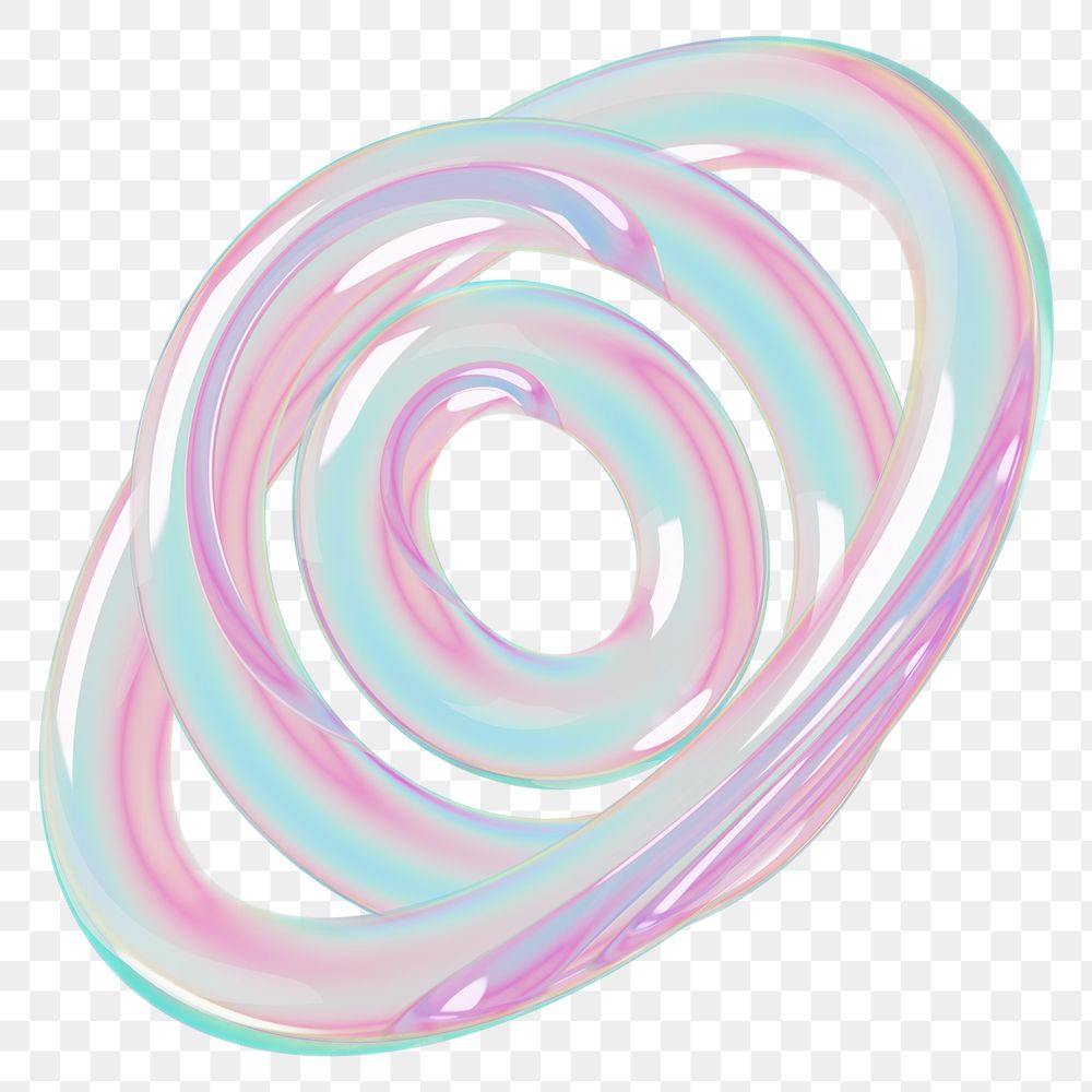 PNG 3D abstract holographic rings, transparent background