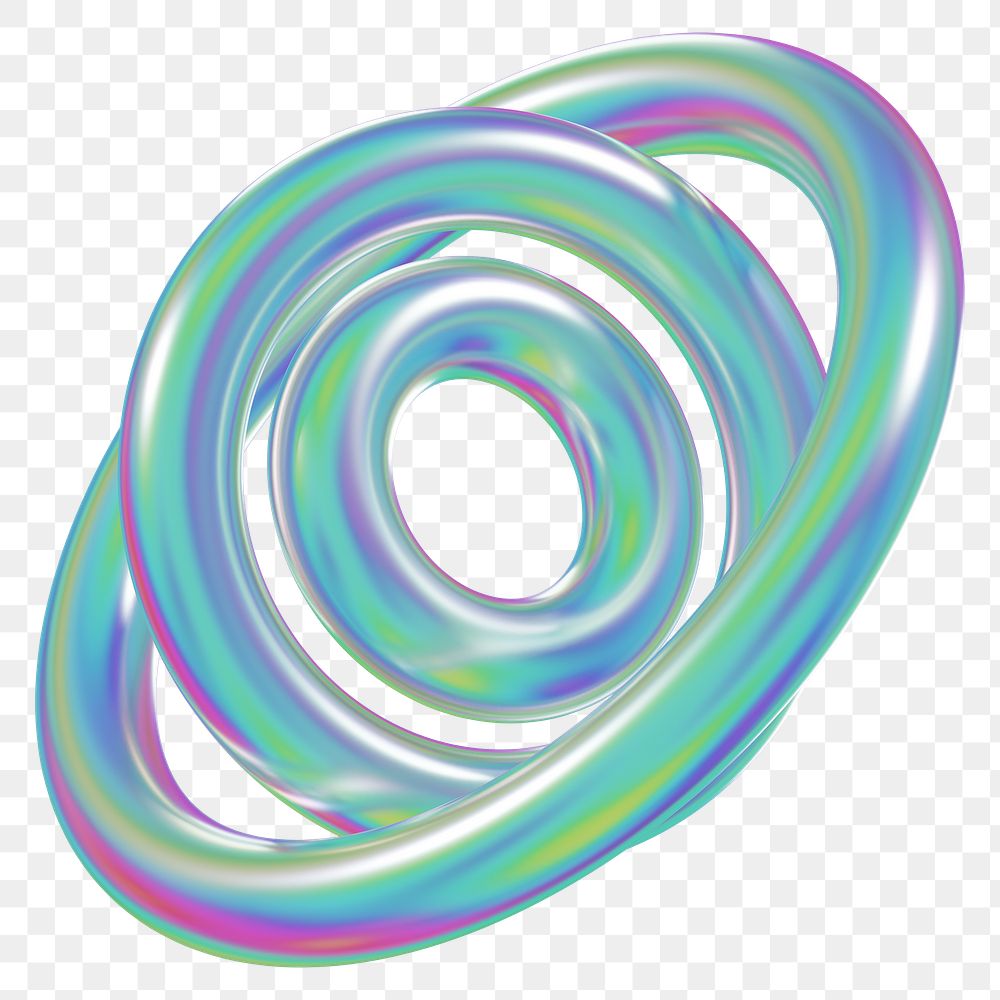 PNG 3D abstract metallic rings, transparent background
