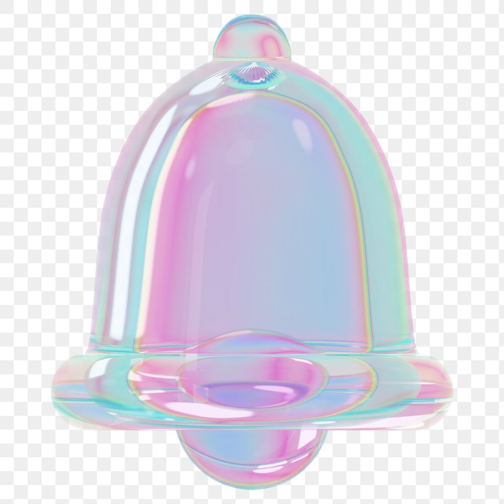 Iridescent bell png element, digital remix, transparent background