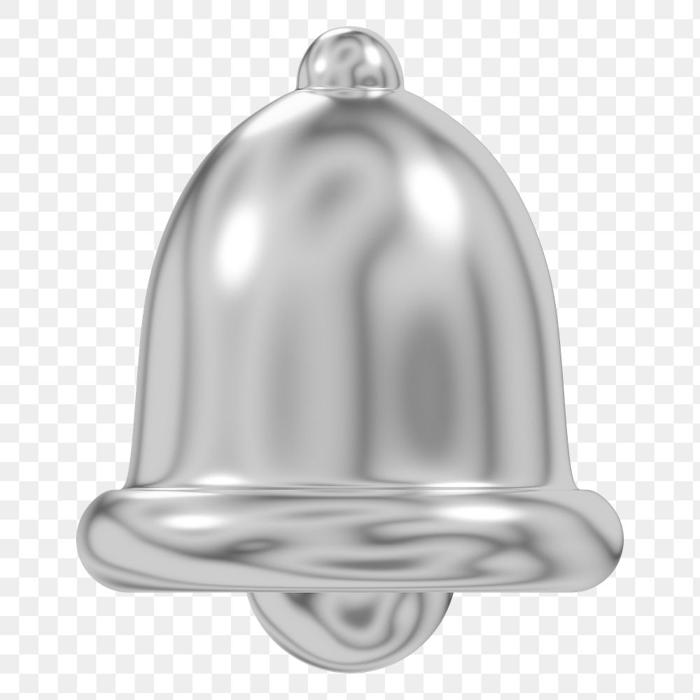 Silver bell png element, digital remix, transparent background