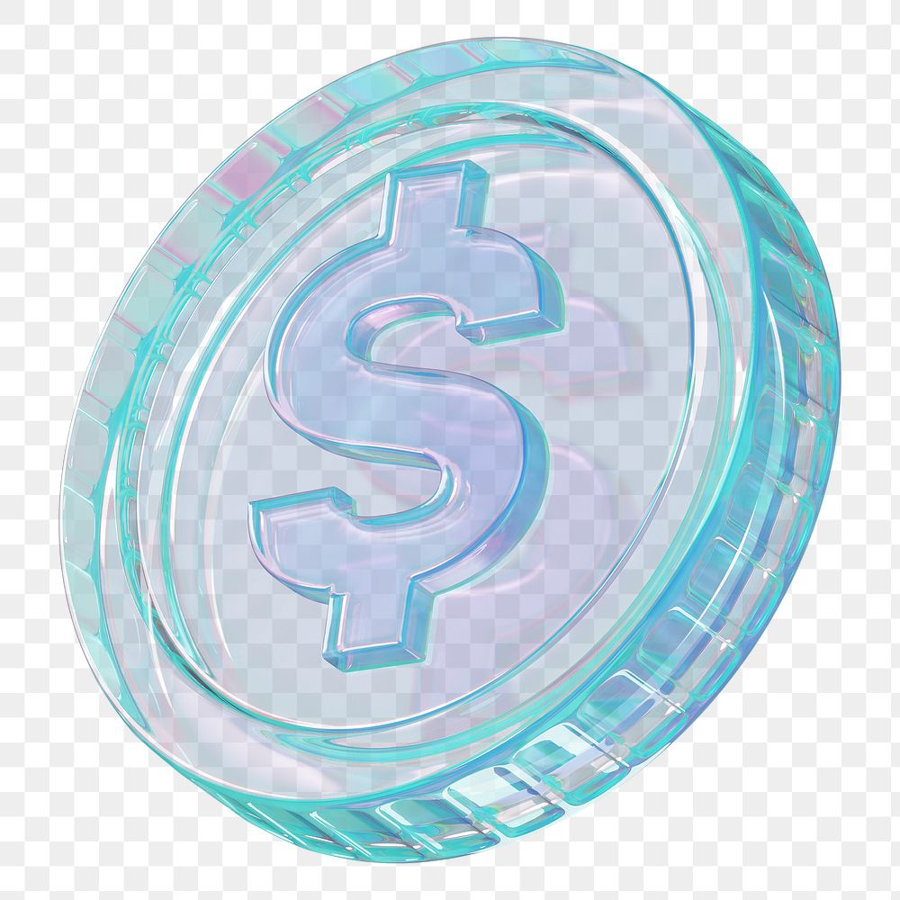 Fiat currency png holographic coin, transparent background