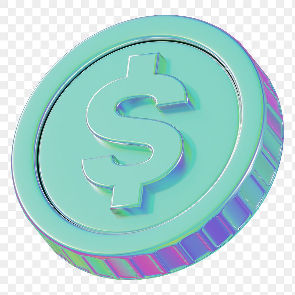 Fiat currency png metallic coin, transparent background