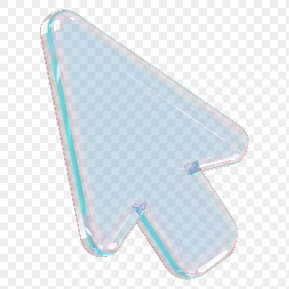 3D holographic arrow png cursor icon, transparent background