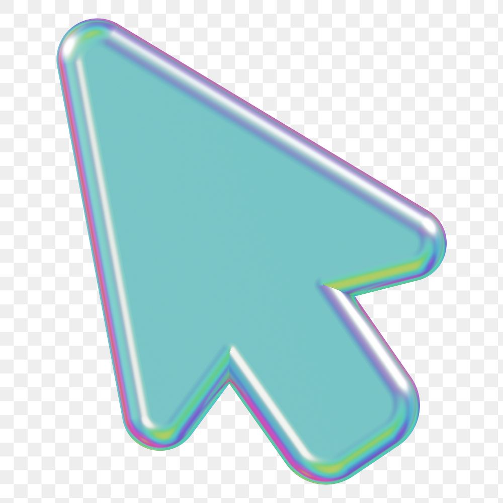Metallic arrow png 3D cursor icon, transparent background