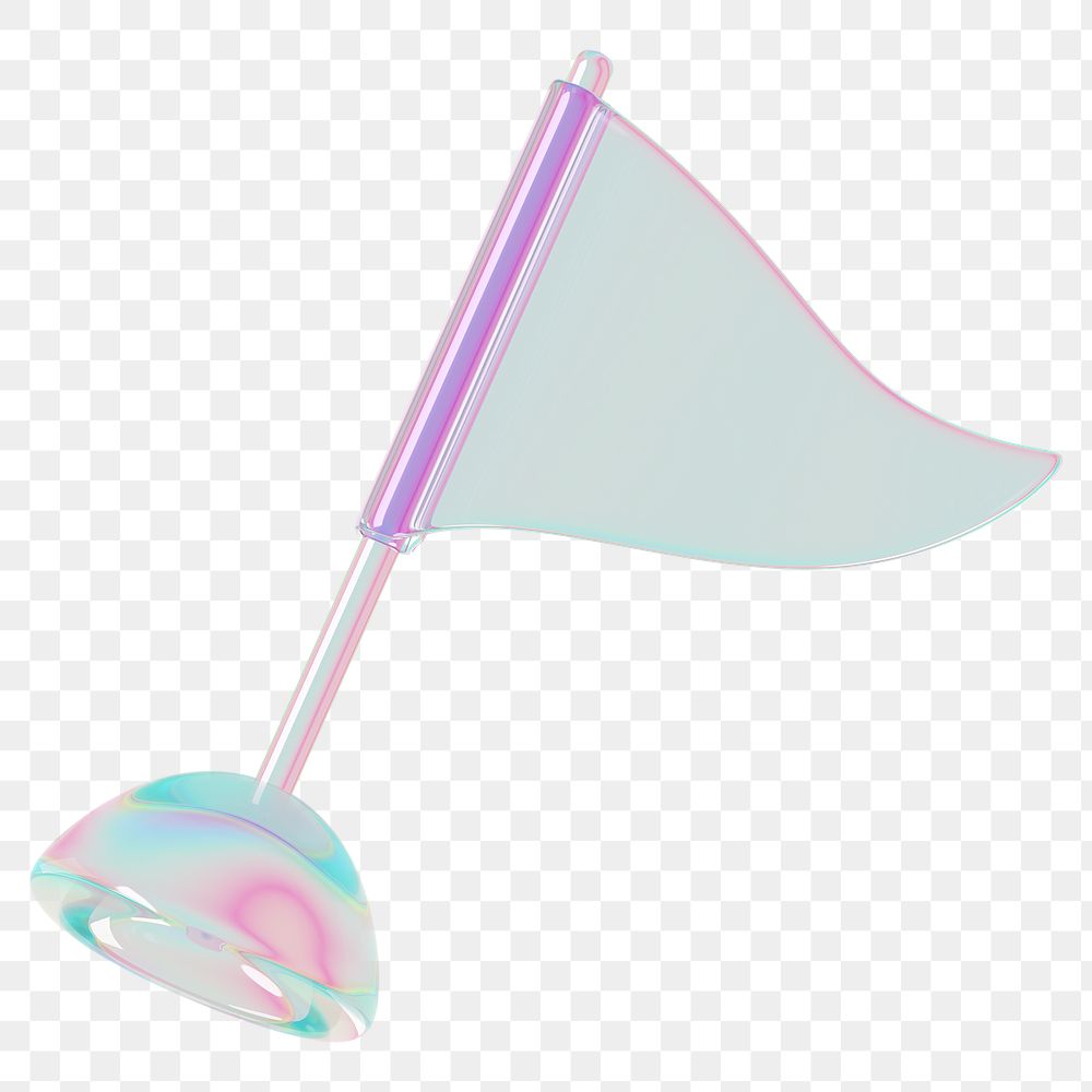 Iridescent flag png 3D element, transparent background