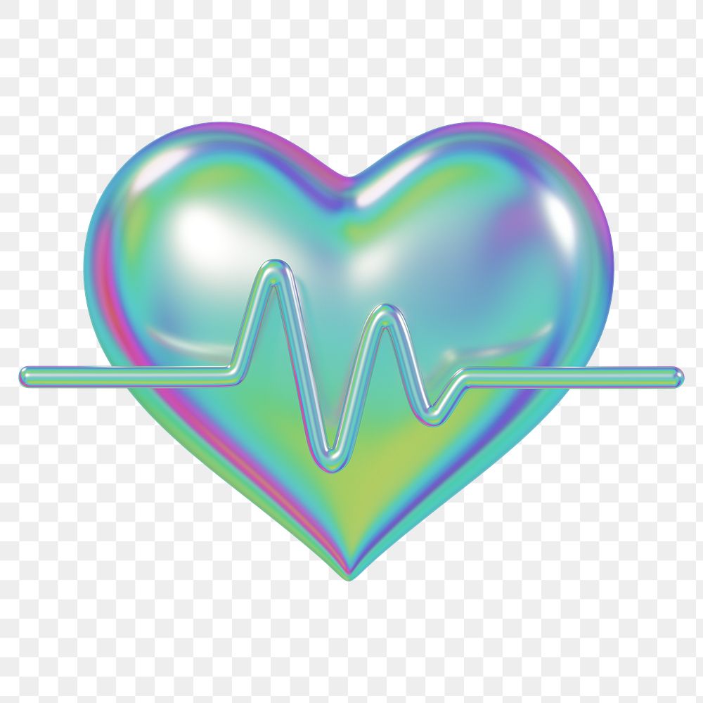 Medical heart png metallic icon, transparent background