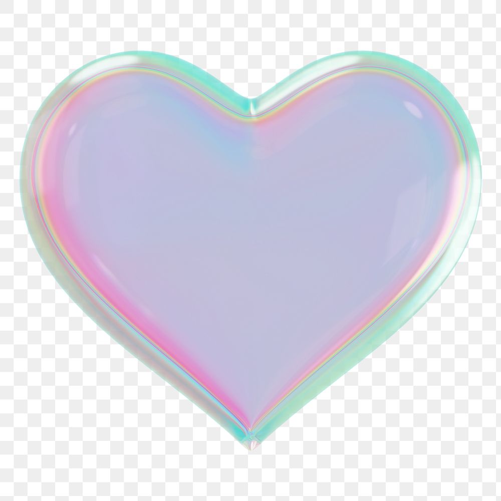 Cute heart png 3D element, transparent background