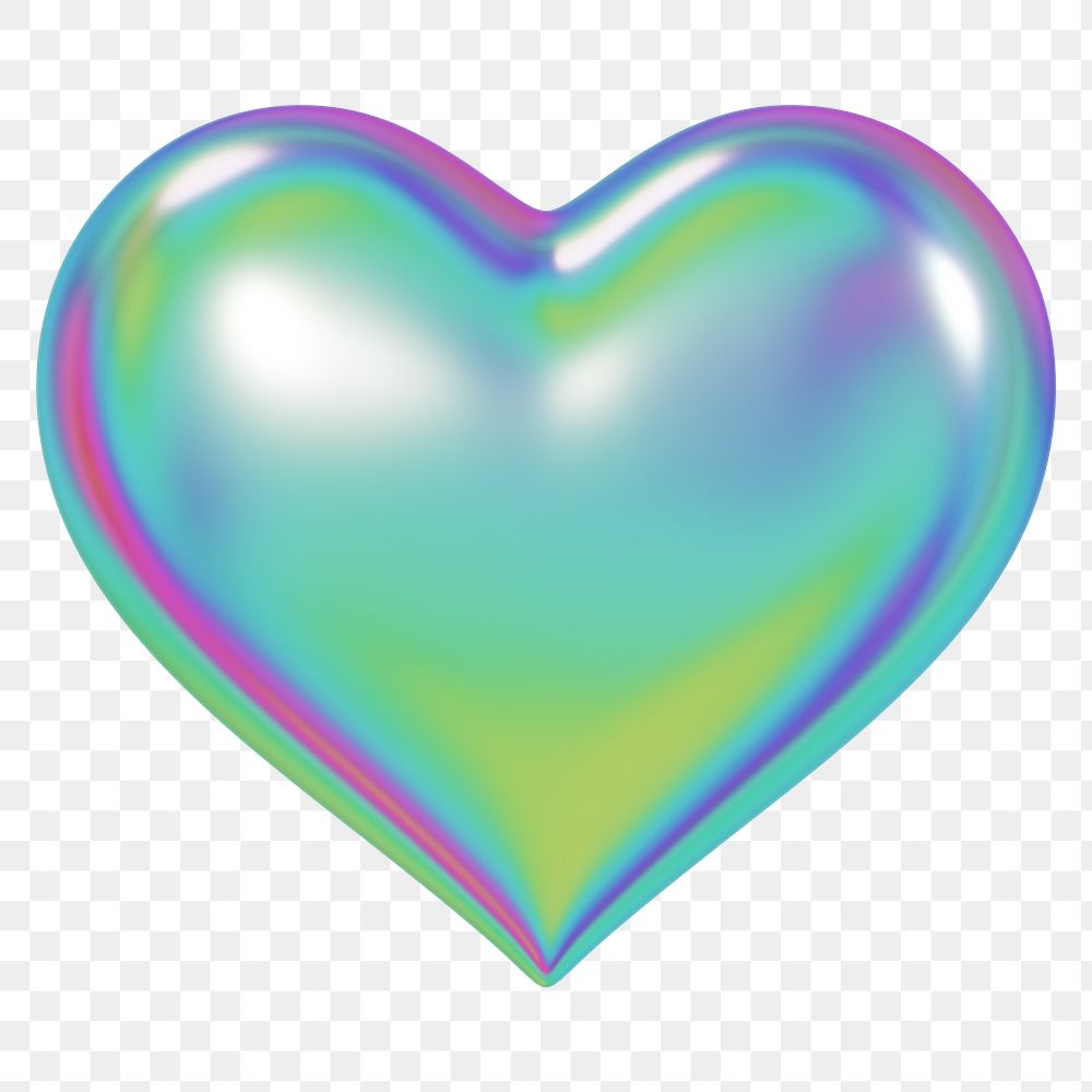 Colorful heart png 3D element, transparent background