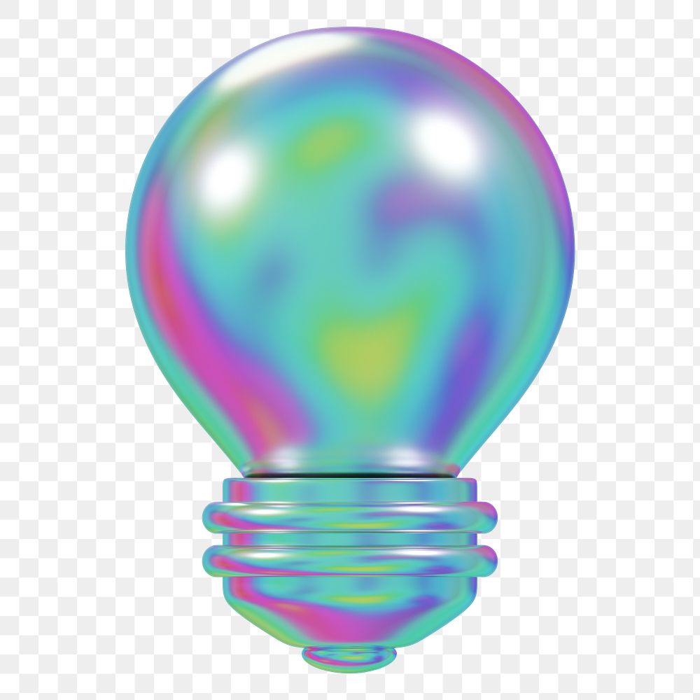 Colorful light bulb png 3D element, transparent background