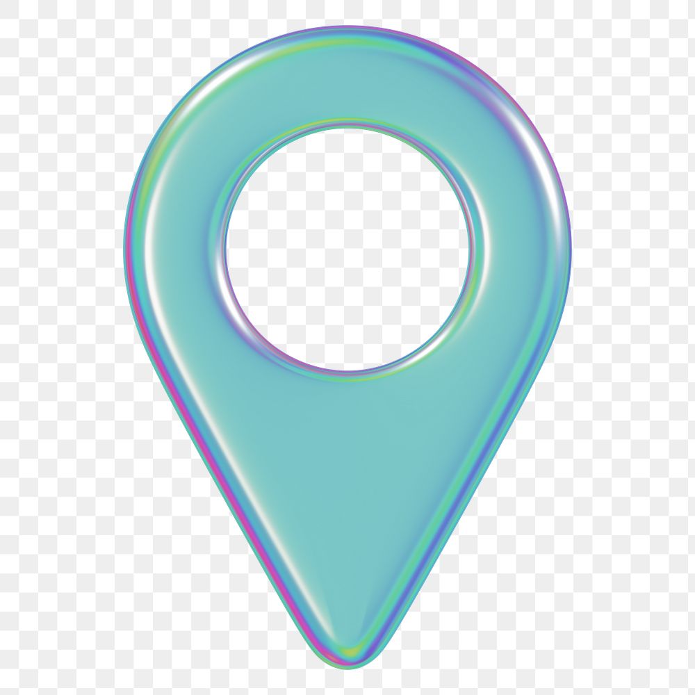 Location pin png 3D metallic icon, transparent background