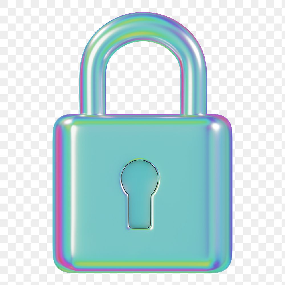 Cybersecurity png holographic icon, transparent background