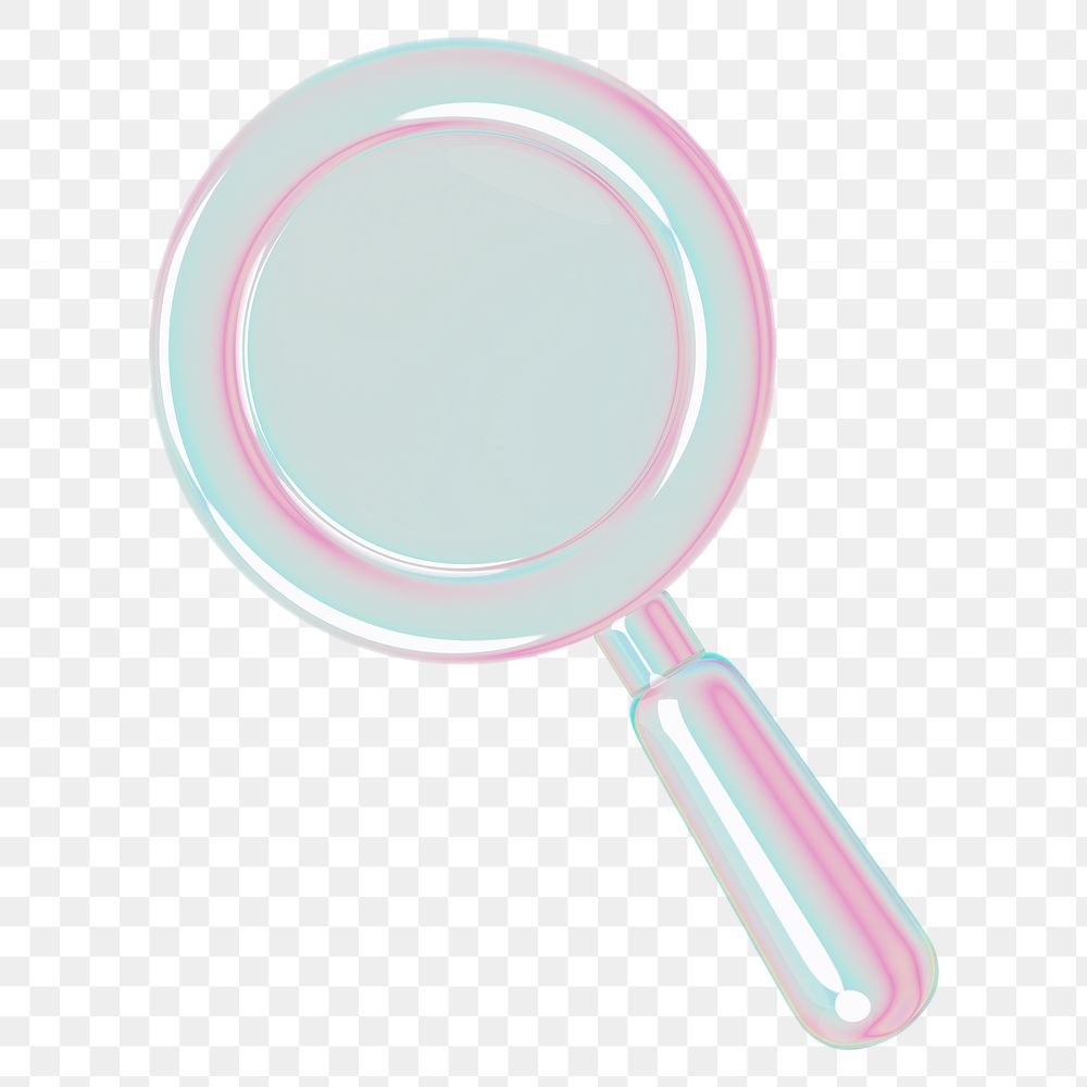Magnifying glass png holographic icon, transparent background