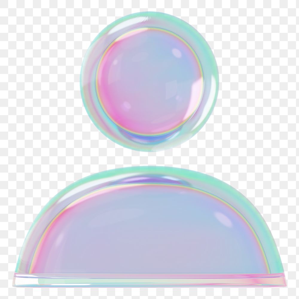 Holographic avatar png 3D user profile icon, transparent background