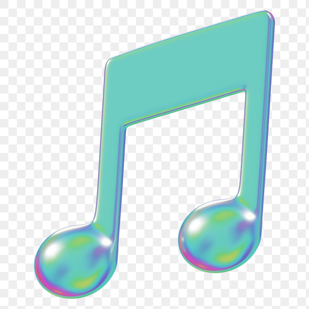 Music note png holographic icon, transparent background