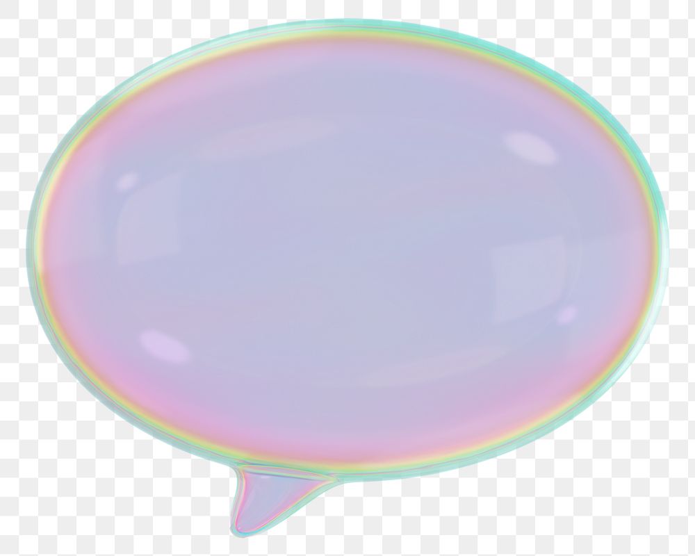 Speech bubble png holographic, transparent background