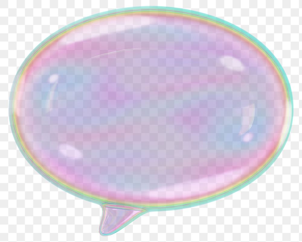 Speech bubble png holographic, transparent background