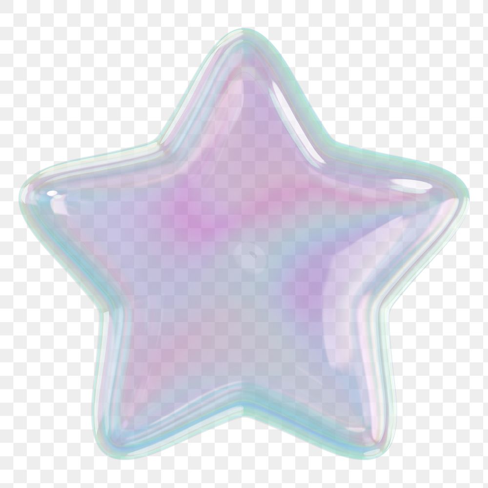 Holographic star png icon, transparent background