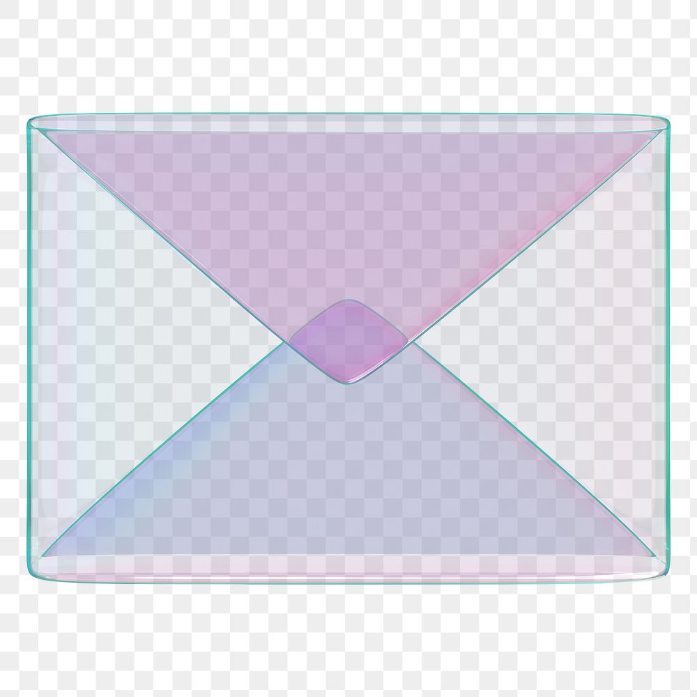 Holographic envelope png 3D message icon, transparent background