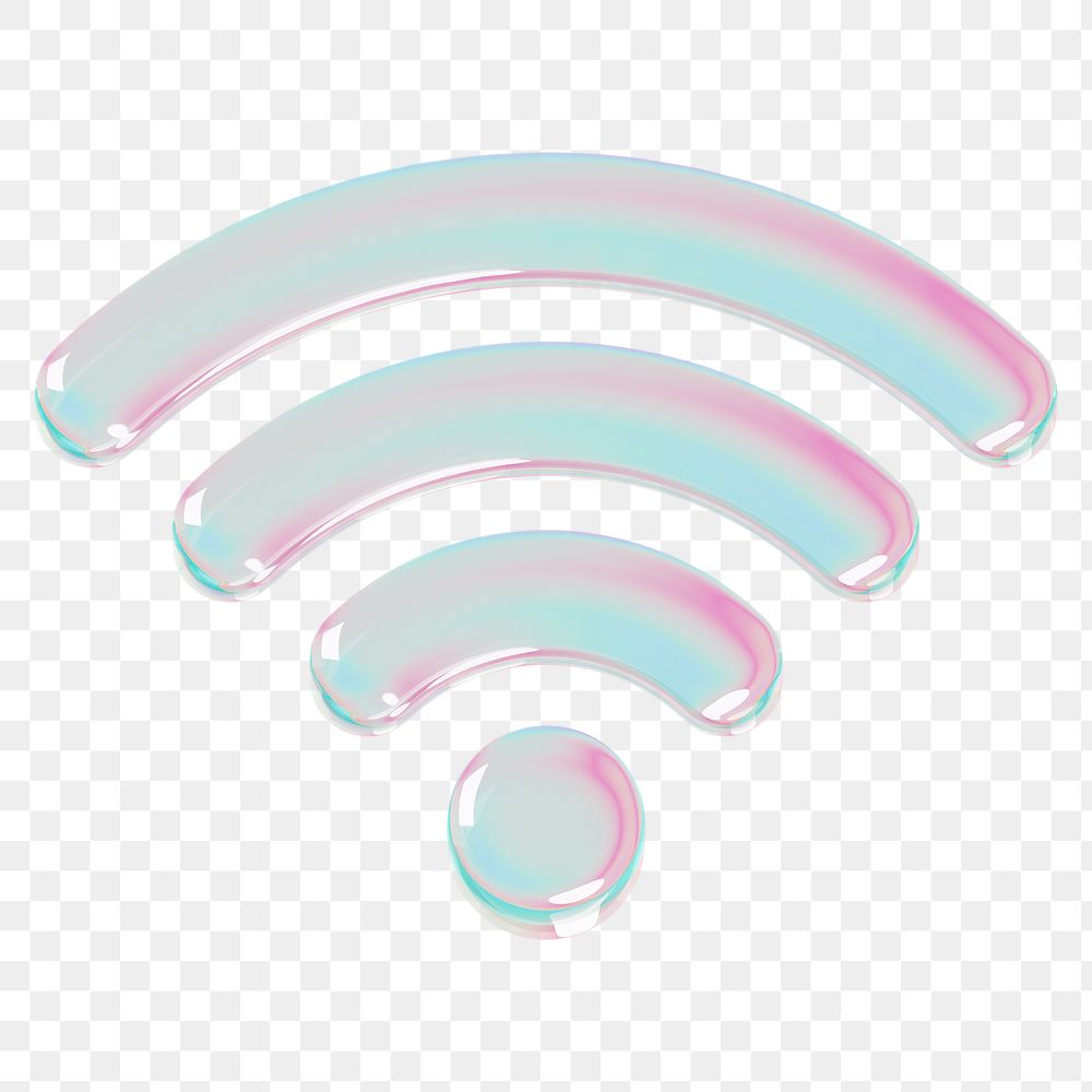 Wifi png 3D holographic icon, transparent background