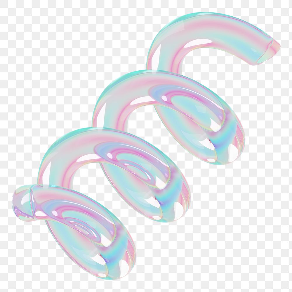 3D spiral png holographic shape, transparent background