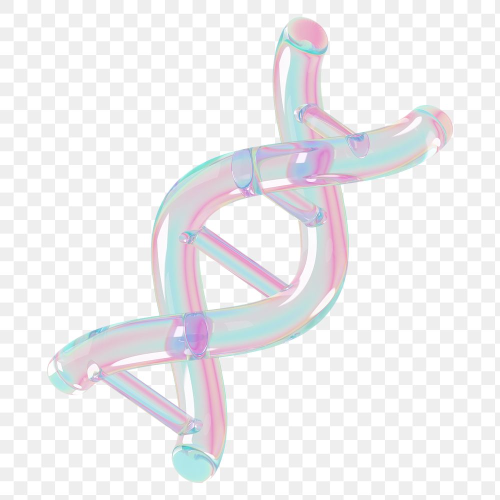 DNA helix png 3D holographic, transparent background