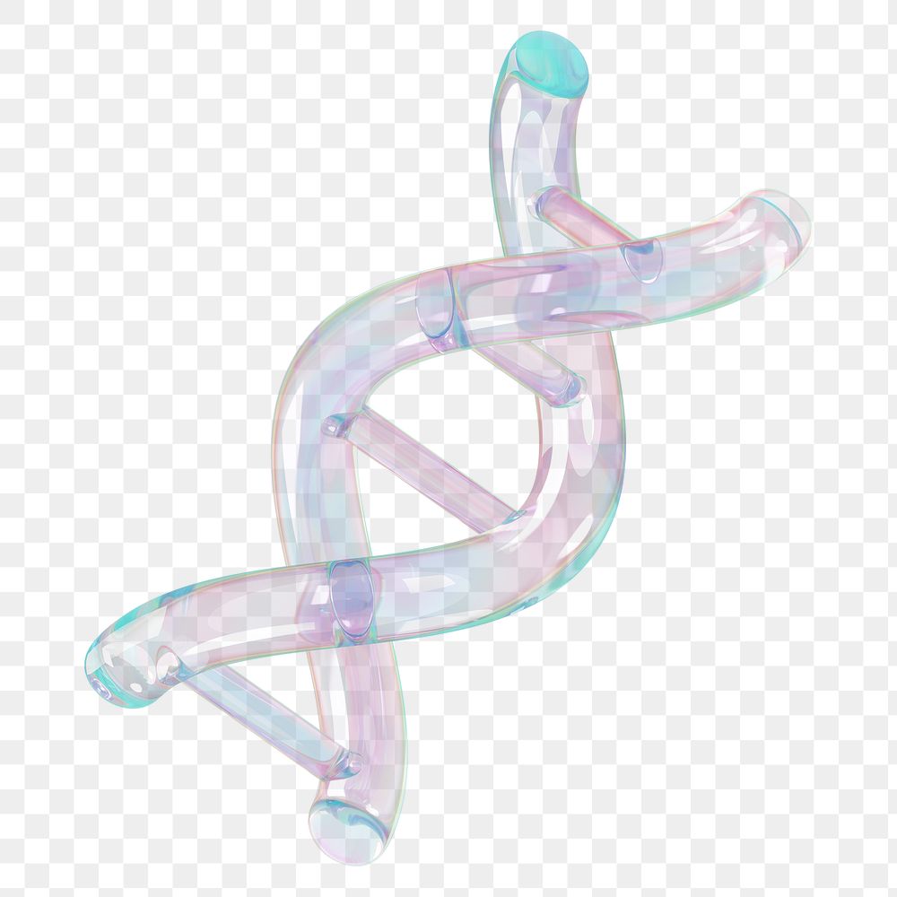 DNA helix png 3D holographic, transparent background
