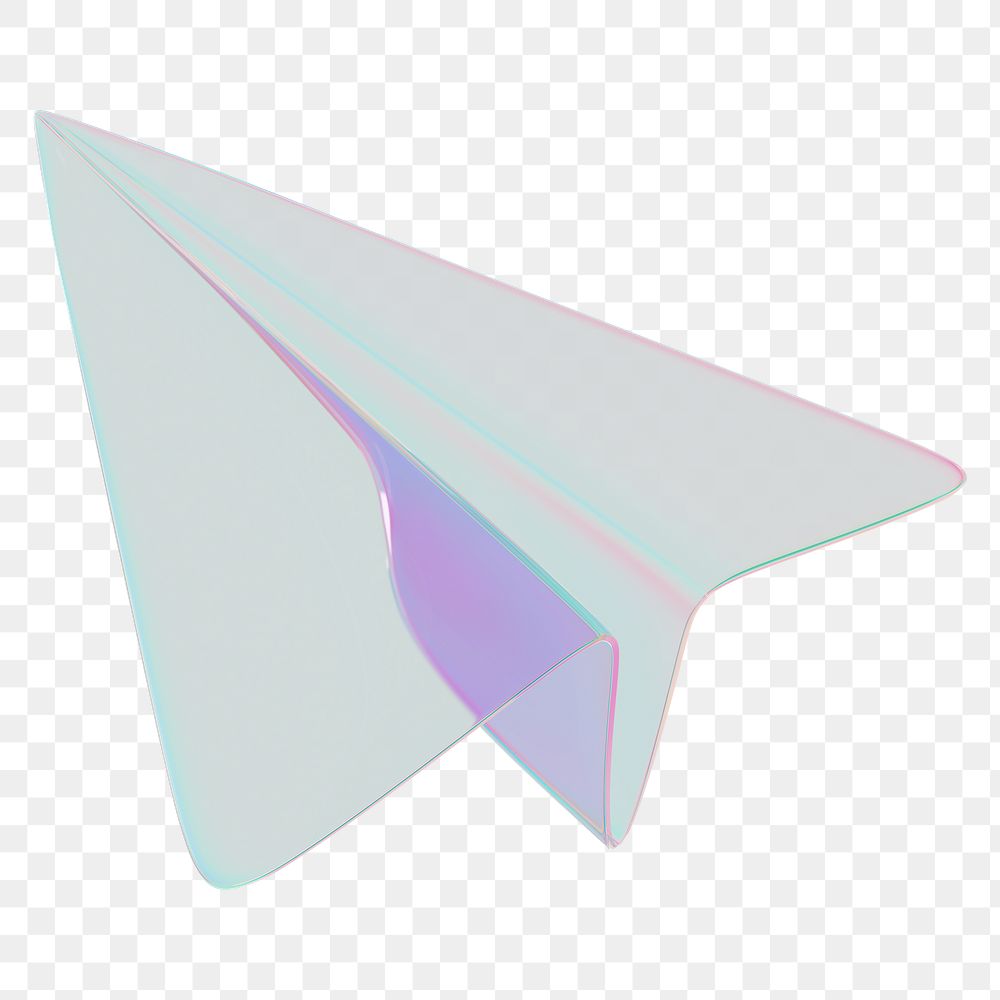 PNG 3D holographic paper plane, transparent background