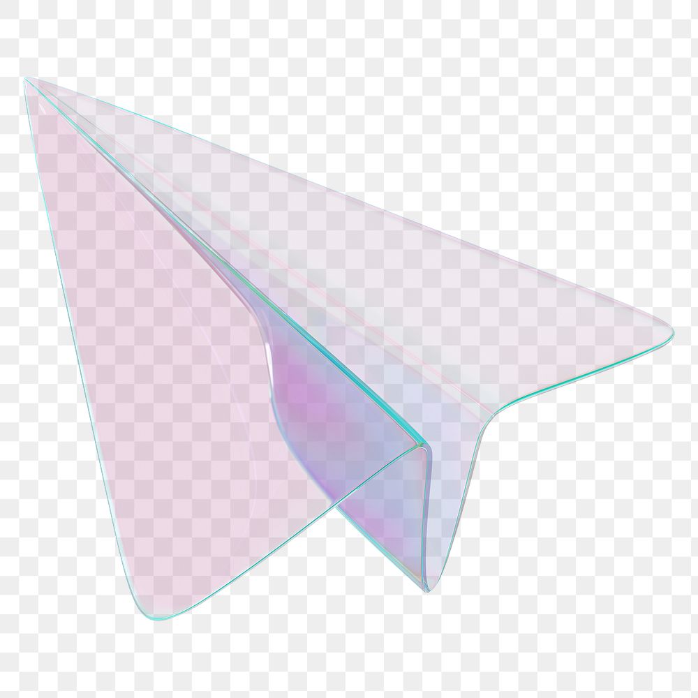 PNG 3D holographic paper plane, transparent background