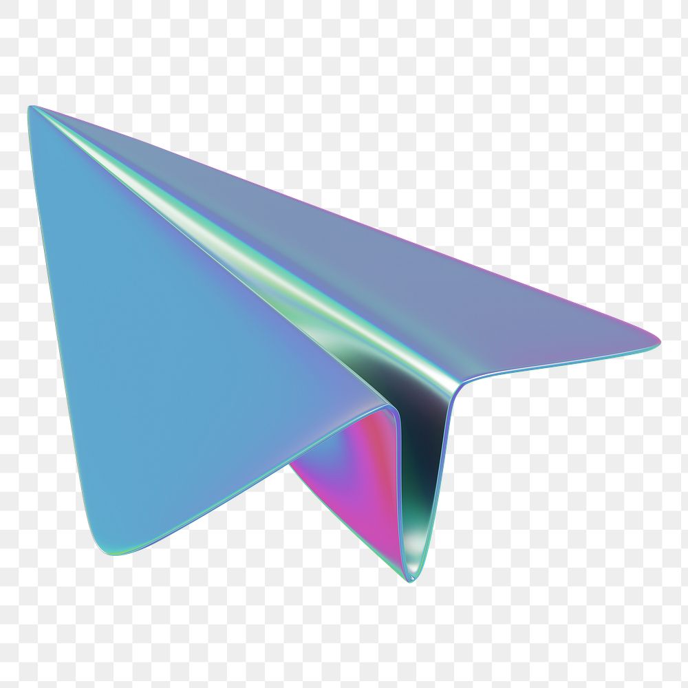 PNG 3D metallic paper plane, transparent background