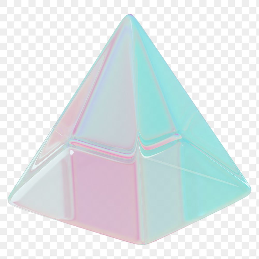 Holographic pyramid png geometric shape, transparent background