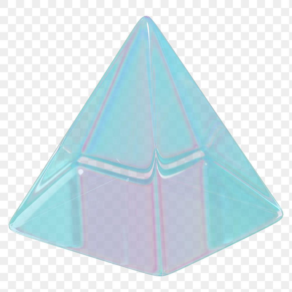 Holographic pyramid png geometric shape, transparent background