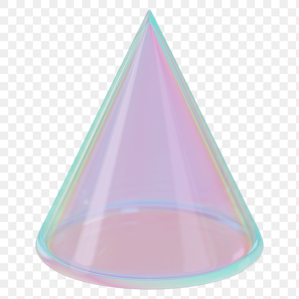 Holographic cone png 3D geometric shape, transparent background