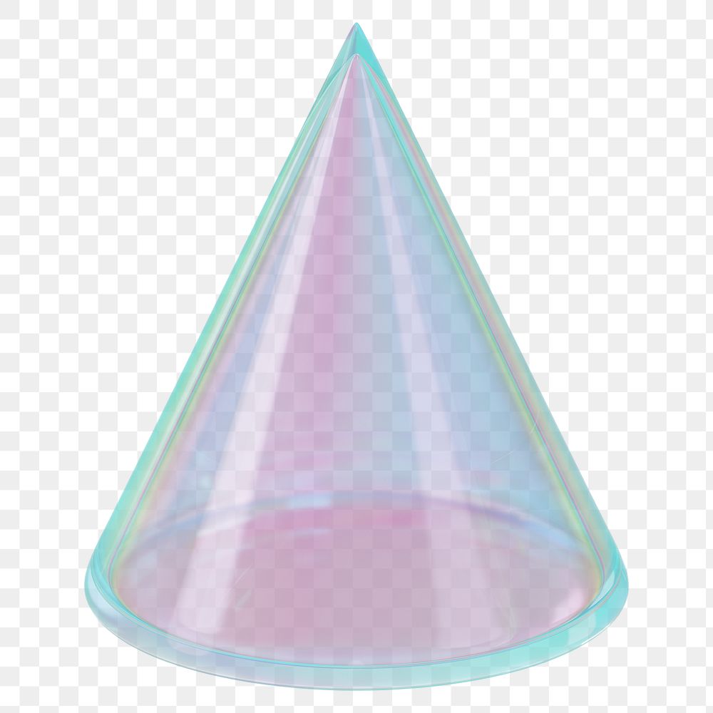 Holographic cone png 3D geometric shape, transparent background