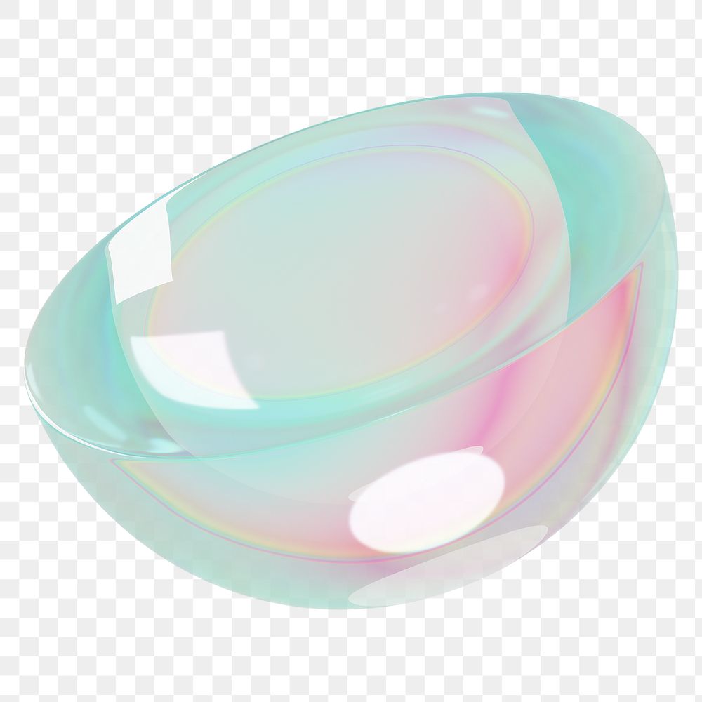 Half sphere png holographic geometric shape, transparent background