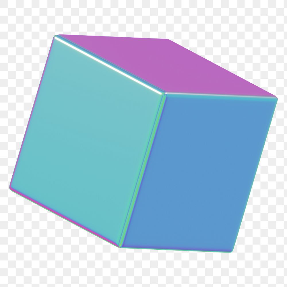 Metallic cube png 3D geometric shape, transparent background