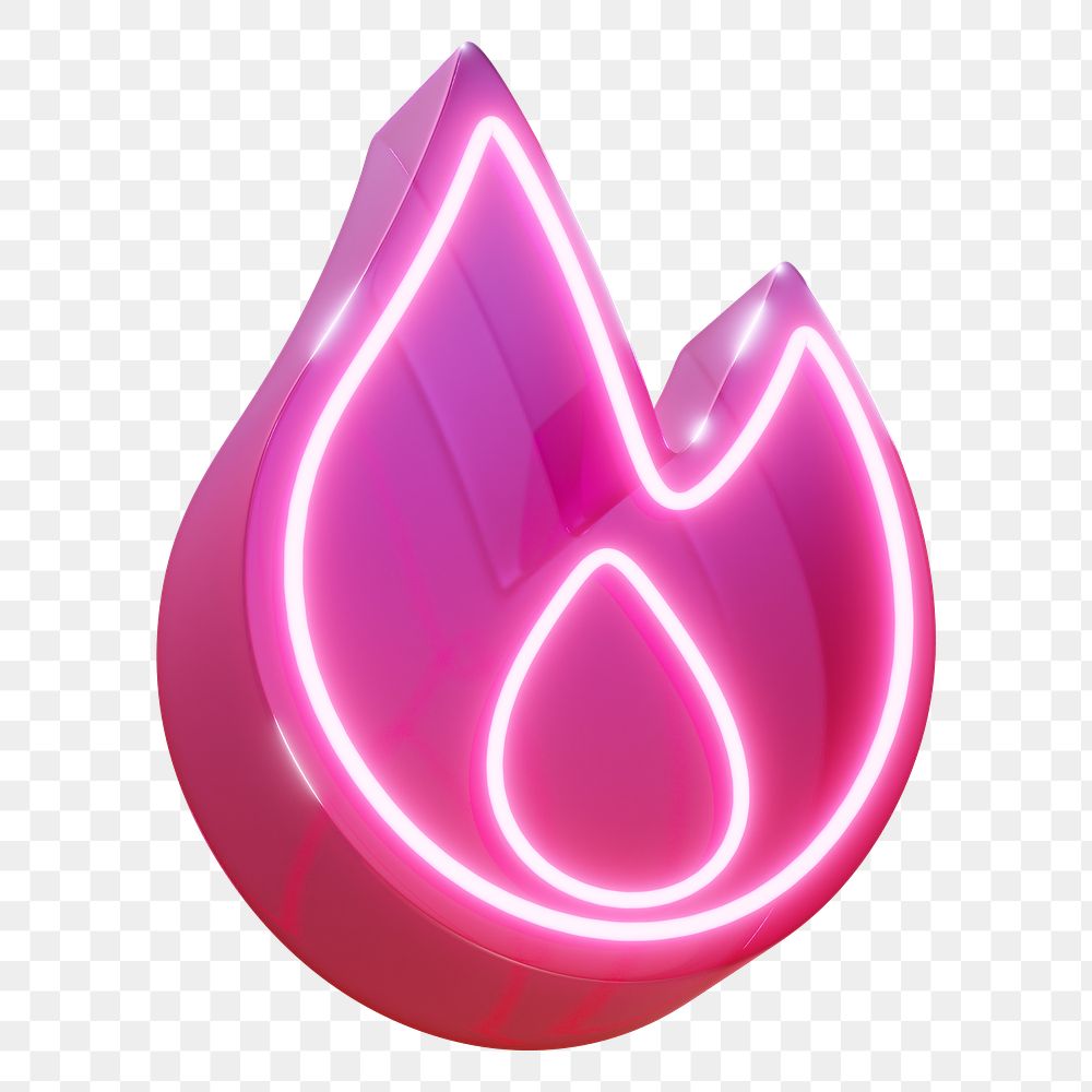 PNG pink neon flame icon, transparent background