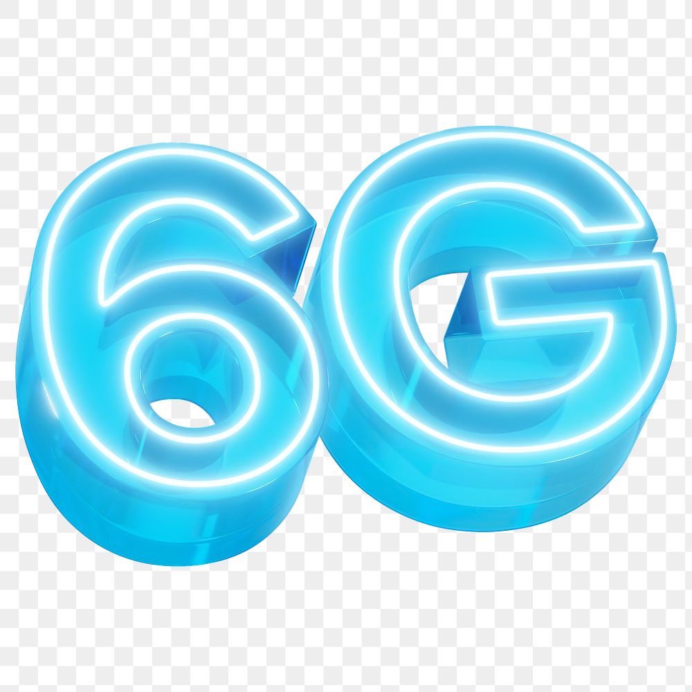 6G png 3D neon icon, transparent background