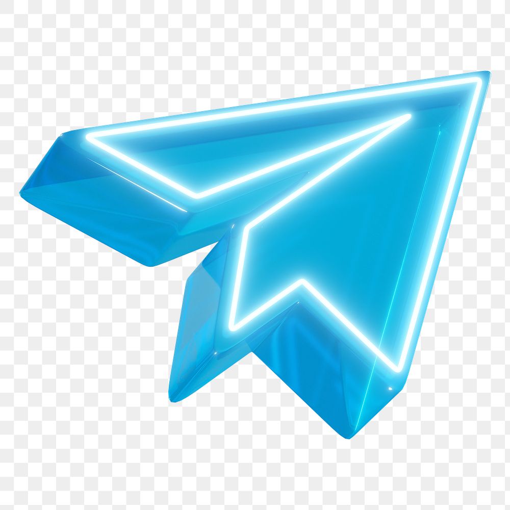 PNG 3D blue paper plane icon, transparent background