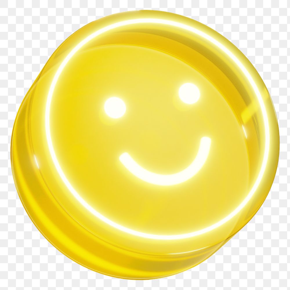 Smiling face png 3D yellow emoticon, transparent background