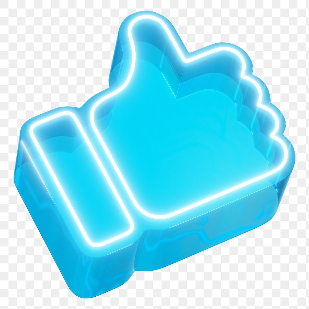 Thumbs up png 3D blue icon, transparent background