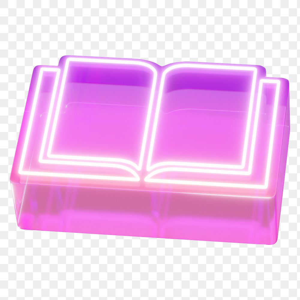 Neon pink book png education, transparent background